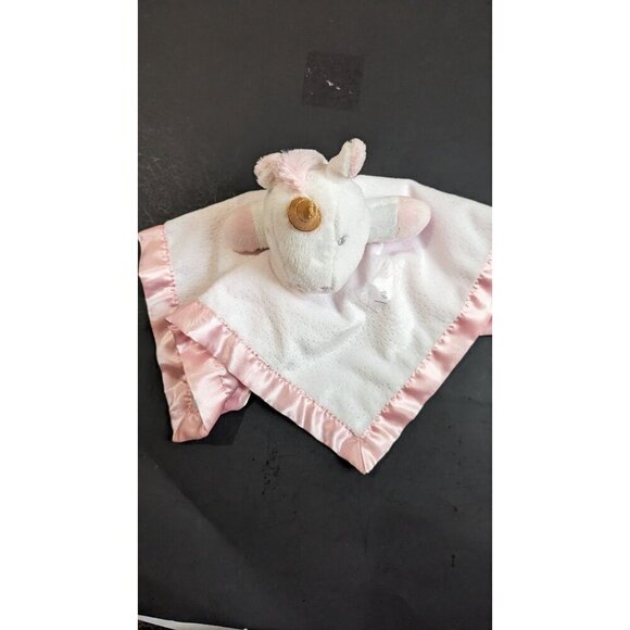Cloud Island Pink White Unicorn Baby Sparkle Satin Trim Security Lovey plush - Picture 8 of 9